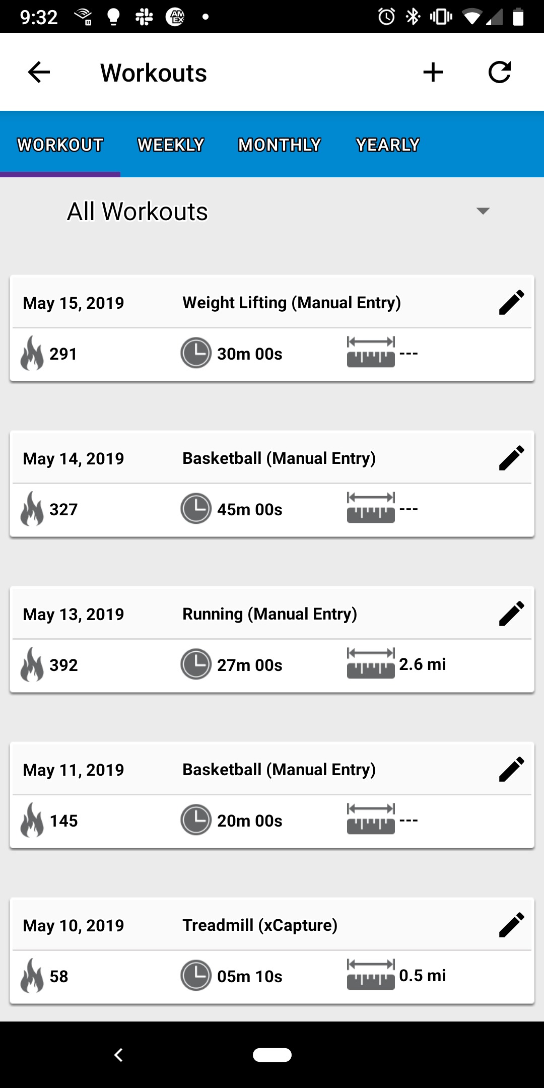Mobile App Workouts Screenshot