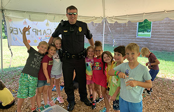 Officers visiting kids