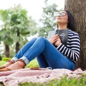 Woman reading Bible