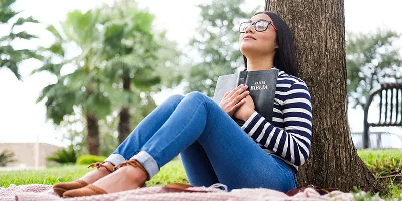 Woman reading Bible