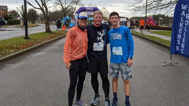 family at race finish line