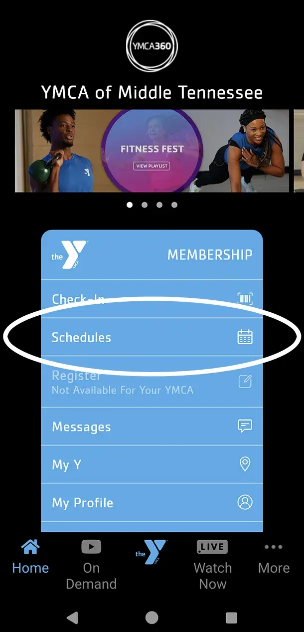 Schedules circled screenshot