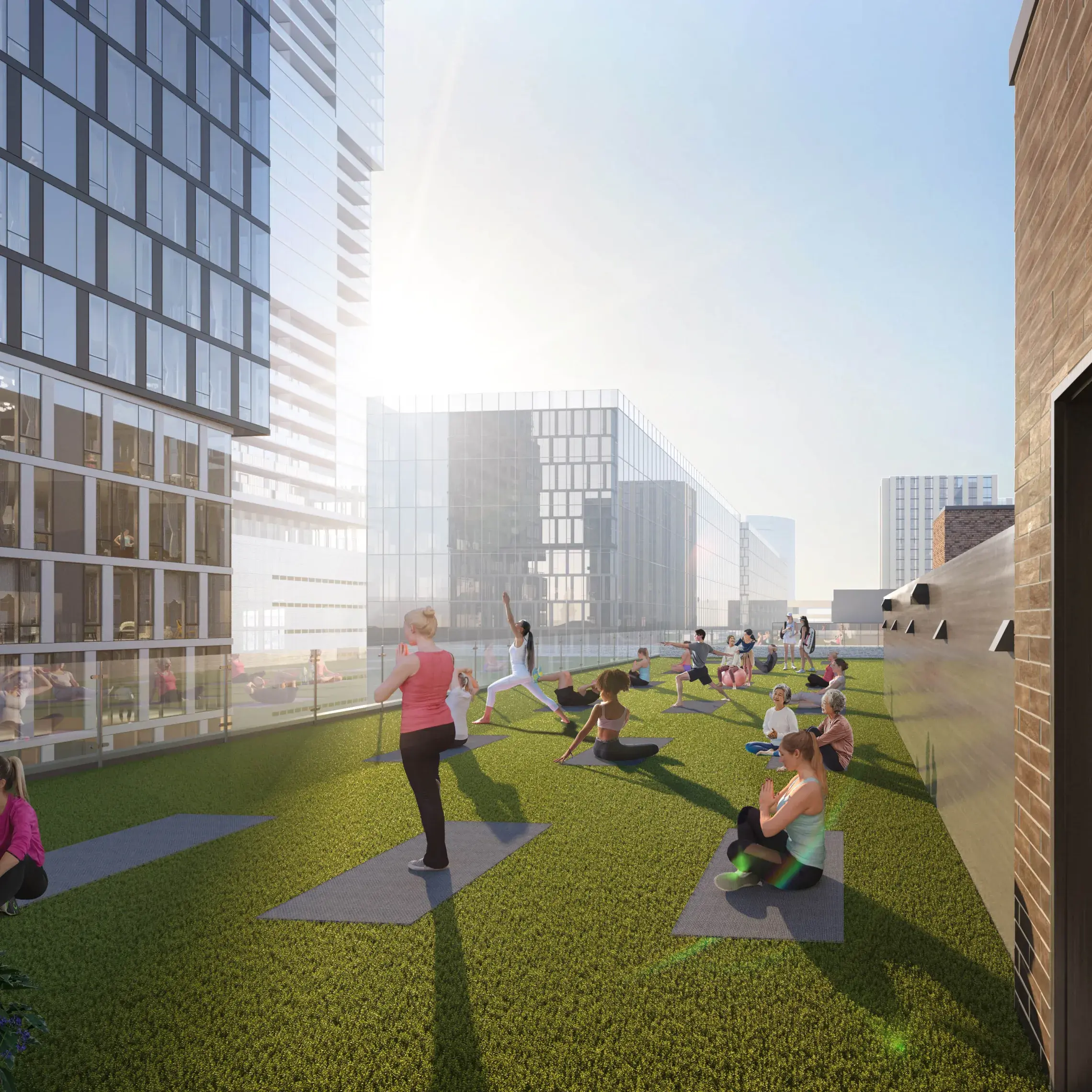 downtown outdoor yoga rendering