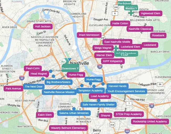 Map of Downtown YMCA Impact
