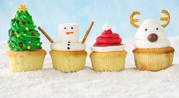 collection of christmas themed cupcakes