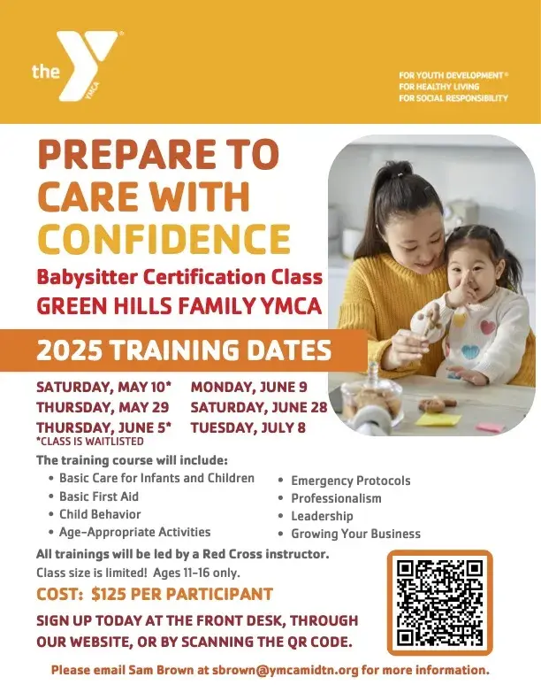 Poster for GH Y Babysitting Training - information on webpage