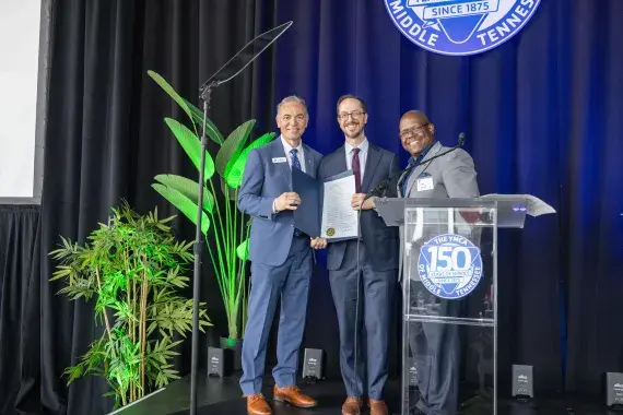 CEO John Mikos, Mayor Freddie O'Connell and Tony Wall
