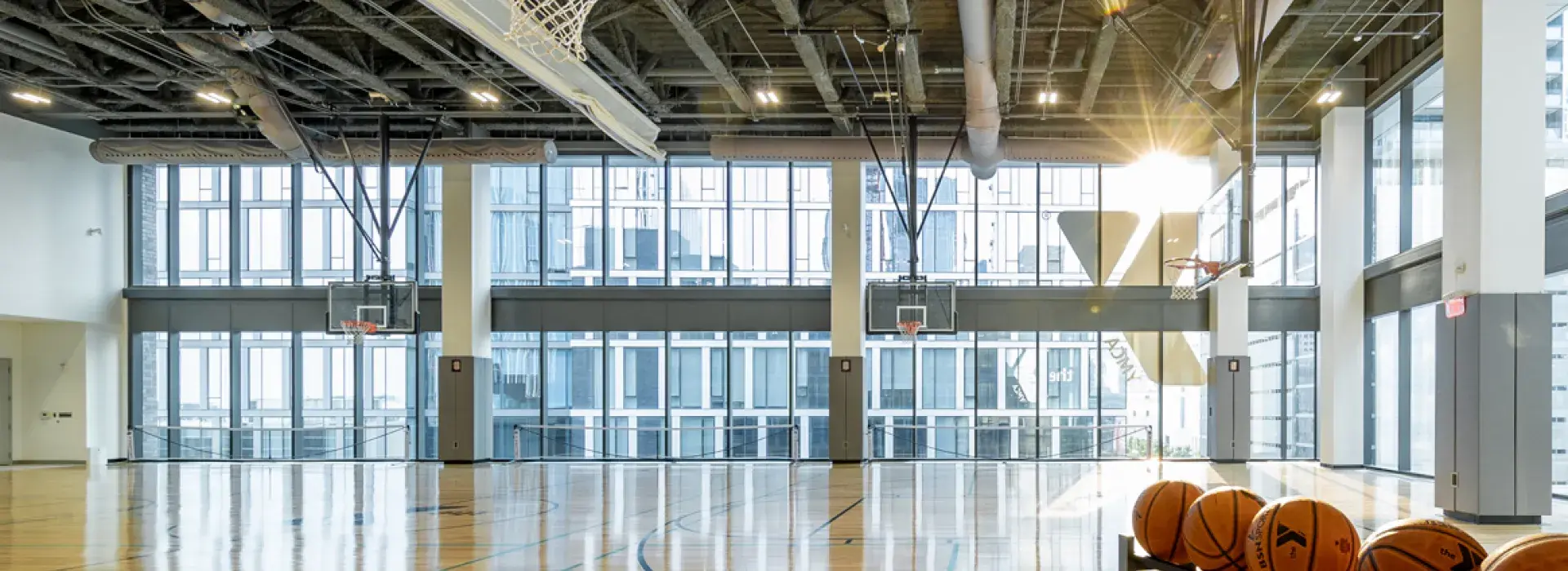 Downtown Y basketball court facing outside