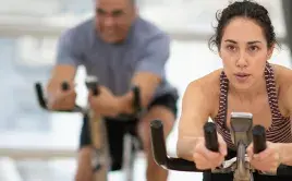 woman on stationary bike