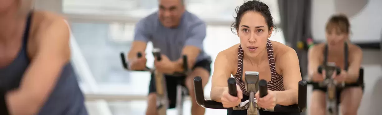 woman on stationary bike