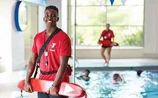 Lifeguards at pool