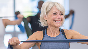 Active older adult in an exercise class